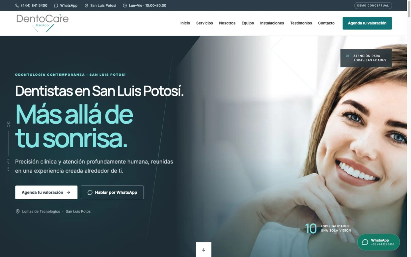 Captura de la página de inicio de DentoCare México